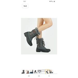 New Size 7 Grey Dream Pairs DP Canada Mid Calf Winter Snow Boots Faux Fu…